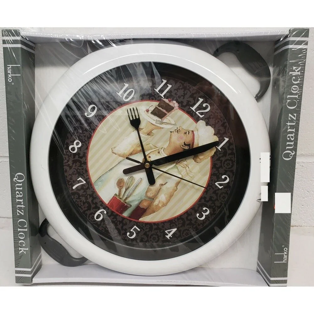 Plastic Kitchen Wall Clock, PAN SHAPE, 14